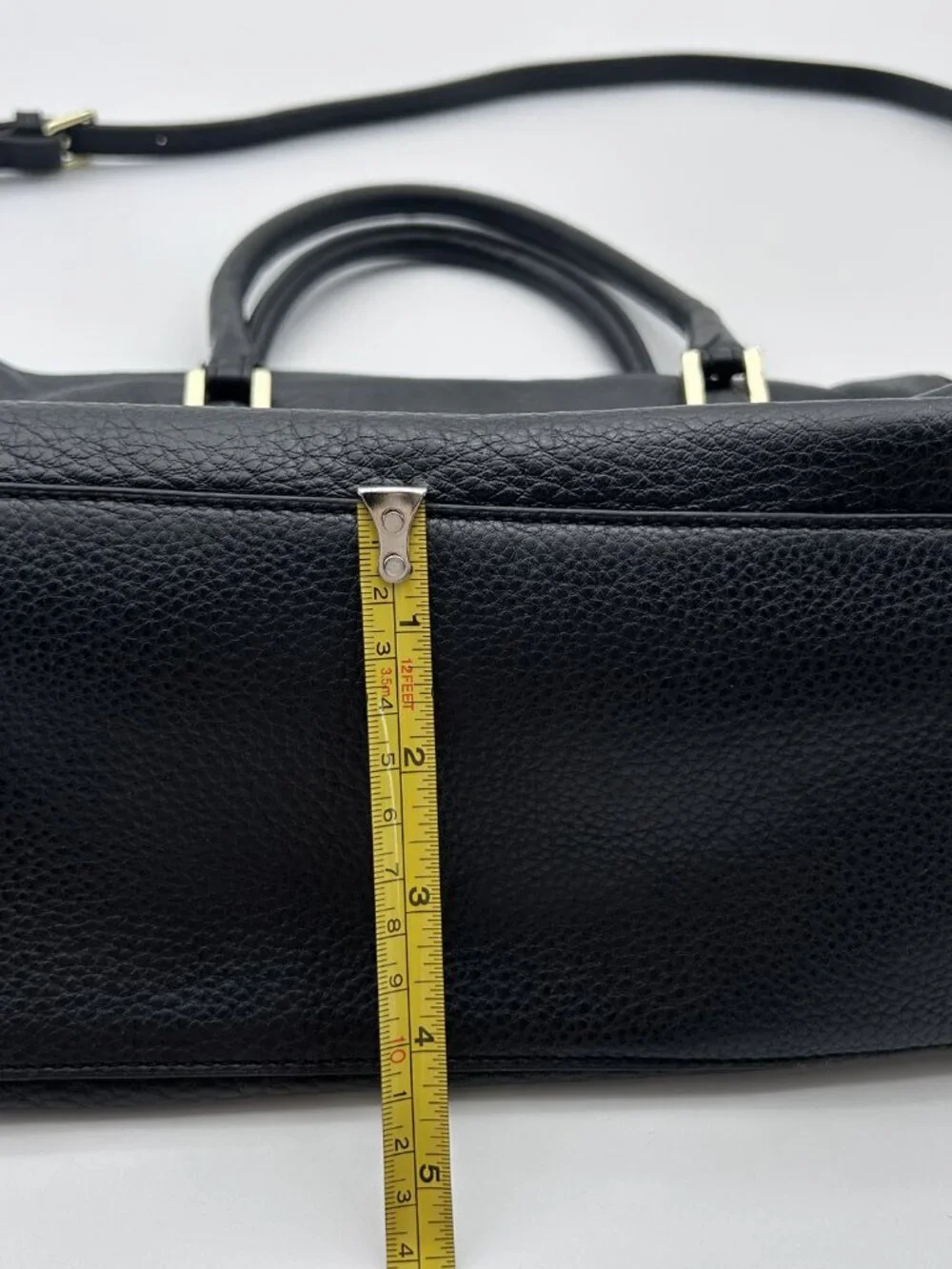 Tory Burch Black Pebbled Leather Satchel Crossbody Bag Gold Hardware